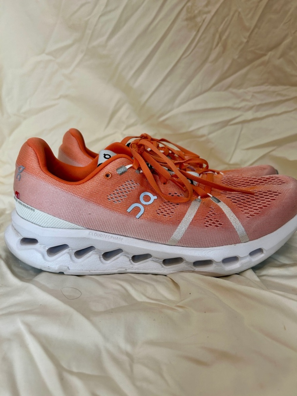 On Cloudsurfer Flame White Men's Running Shoes 12.5 Orange White